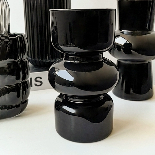 Государственная жизнь Ins Light Luxury Black Glass Vase Home Living Room Стол Цветочный вставка средняя гидропонная ваза