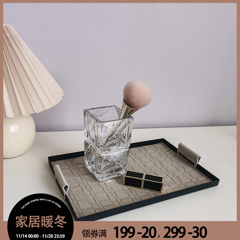 State Life Nordic Wind Desktop Transparent glass accommodating cylinder Home Light Luxurious Dresser Cosmetics Brush with Cosmetic Brush-Taobao