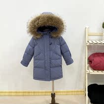 Foreign Trade Childrens down jacket male and female childrens long hair collar small child thick Korean foreign coat