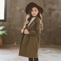 Girls Autumn New British windbreaker FSZ brand big children fashionable foreign girl long coat