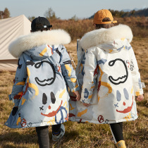 Brand childrens down jacket male and female child long winter New Foreign style medium child fashion thick warm coat