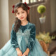 Girls' golden velvet skirt little girl foreign style 2022 autumn new middle and big children's bowknot sequin retro dress