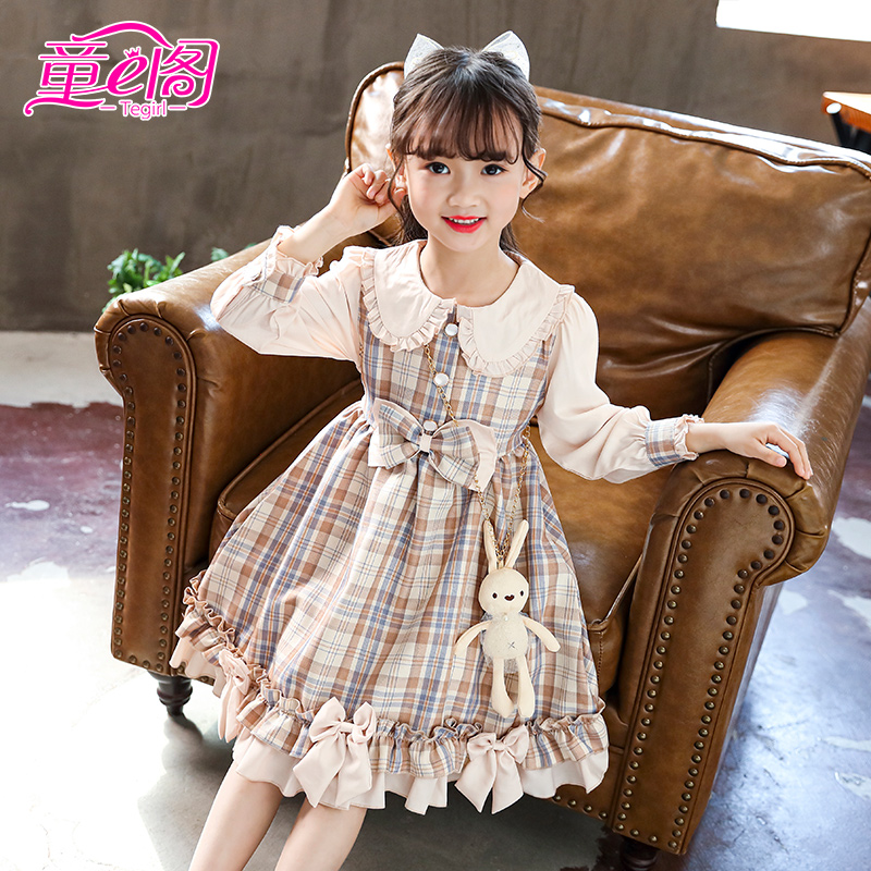 Girls long sleeve dress in the big boy foreign princess skirt 2022 spring new children Lolita skirt Korean version
