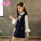 Váy vest nữ phiên bản Hàn Quốc mùa thu đông mặc váy len trẻ em nơ xinh xắn trong váy vest trẻ em lớn đầm noel cho bé gái