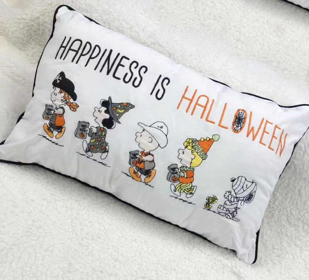 Foreign trade Halloween puppy pillow cushion pure cotton embroidery lumbar pillow can not be removed