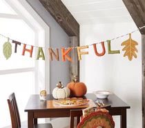 Foreign trade Thanksgiving placement hanging string party decorations THANKFUL made into letter leaves with colorful felt cloth