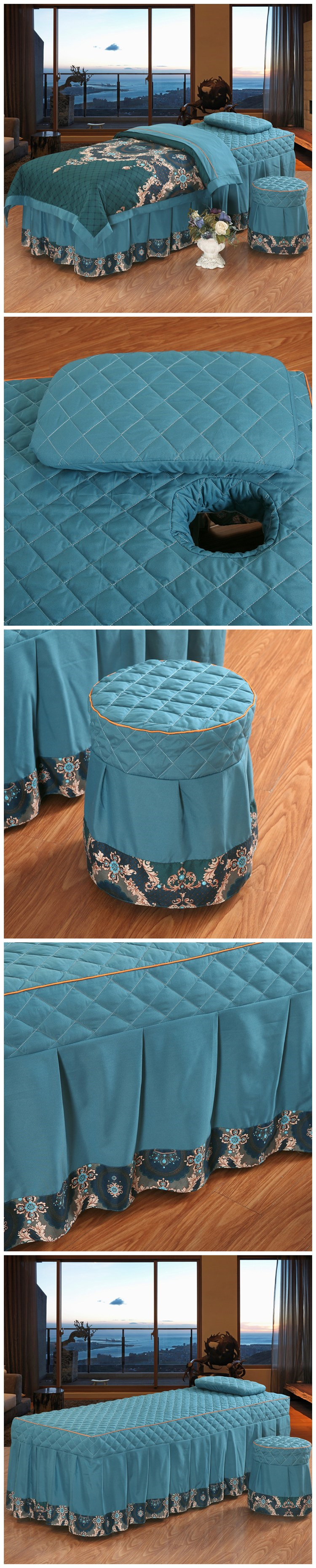 Beauty khăn trải giường cotton gia đình bốn phong cách châu Âu liệu pháp massage salon phong cách vườn đẹp massage giường bedspread với lỗ - Trang bị tấm ga giường spa giá rẻ