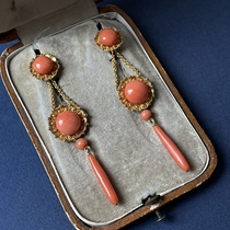 4 30 18k yellow gold chandelier style antique pink plastic earrings