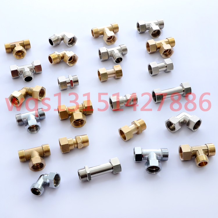 Total copper 4 points inside and outside silk activity joint three-way elbow direct water pipe activity joint to send rubber mat sheet