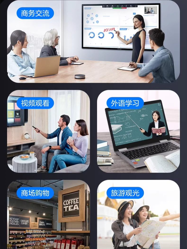 [37 Years of Translation Experience] Quick Translate Is a Multifunctional Translator, a Portable Ai Translator, Simultaneous Interpretation, Instant Translation, Multi-Language, Multi-Lingual, Travel Abroad, Voice and Photo Translation Tool