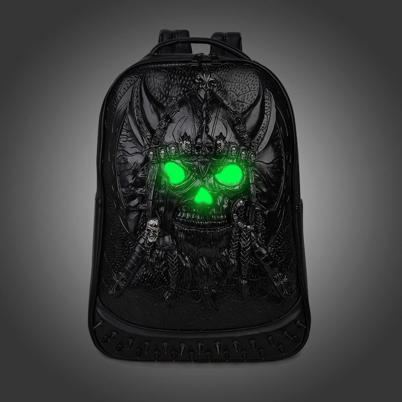 Owl King backpack men's backpack street trend computer bag creative luminous student school bag personality travel bag