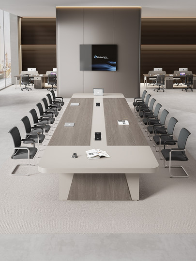 Muebles ligeros de lujo, mesa de conferencias y silla, combinación simple, moderna, placa grande, negociación, mesa larga de entrenamiento de oficina, gama alta