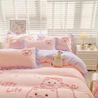 Симпатичная свинья - розовый фиолетовый [голый спальный уровень обновленной супер мягкой ткани]