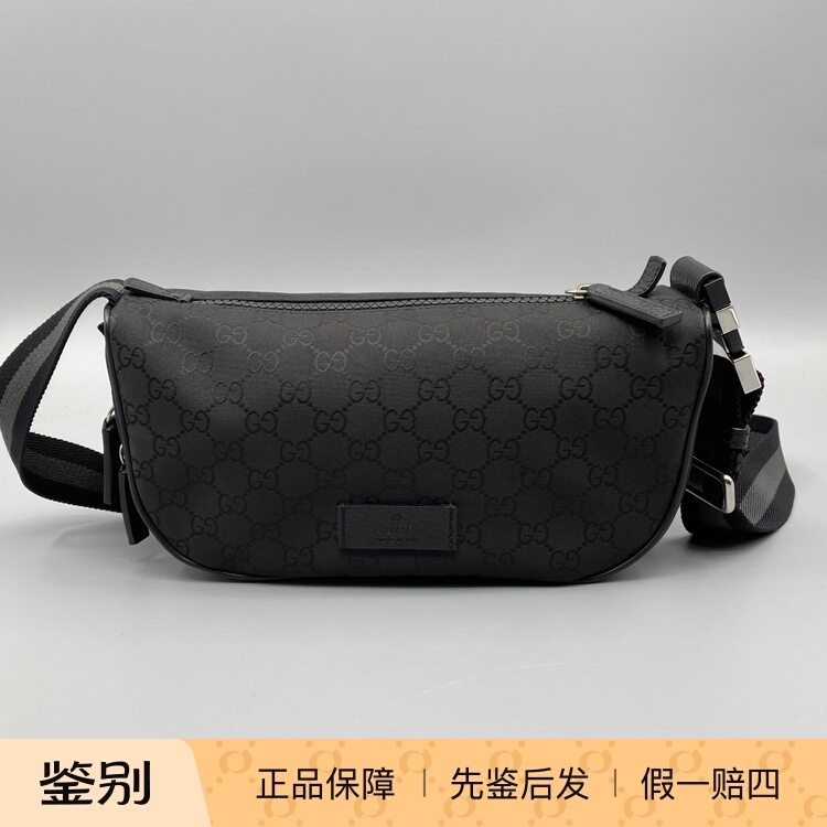 Gucci Gucci Double g Series Brand Logo Double g Monogram Full Print Shoulder Bag Crossbody Bag Men's Black