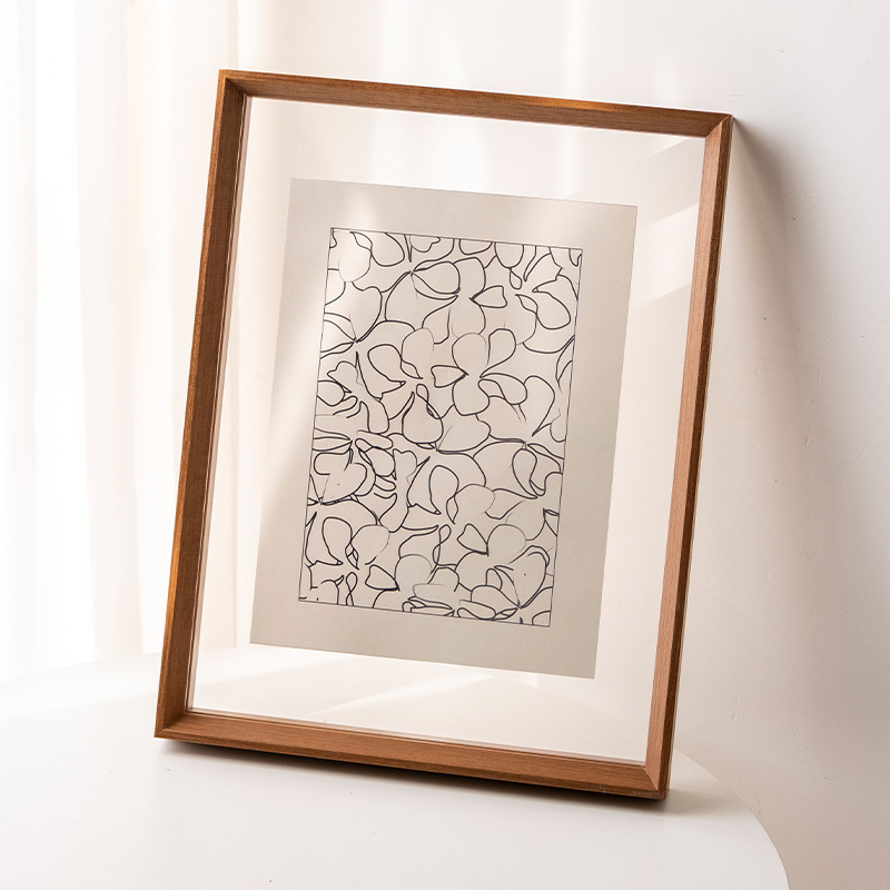 Double-Sided Transparent Photo Frame Solid Wood A4 Poster Frame Acrylic Display Frame Picture Frame Dried Flower Plant Specimen Frame Record Frame