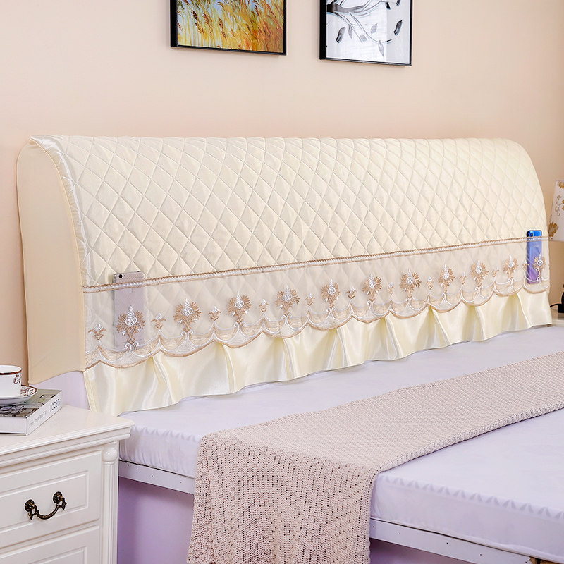 All-inclusive bed cover Elastic simple solid color padded bed cover Fabric leather bed cover backrest cover protective cover