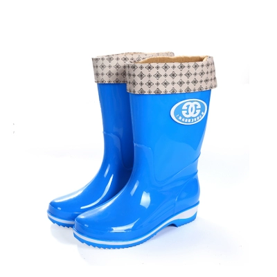 Dày cộng với nhung overshoes màu kẹo mùa thu và mùa đông của phụ nữ ống giữa giày ủng nước mưa che chắn để giữ ấm Thượng Hải giày đi mưa cao su chống trượt - Rainshoes