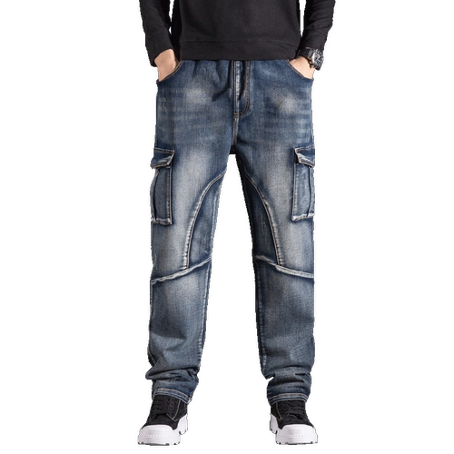 Эластичные джинсы, штаны, эластичная талия, на шнурках, свободный прямой крой