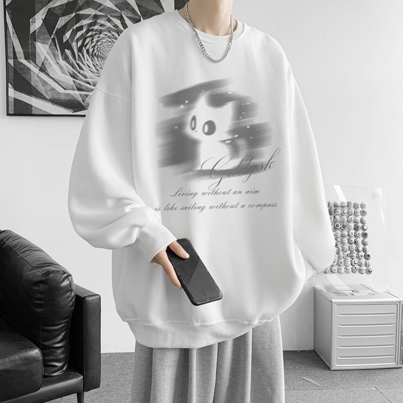 Autumn Cat-Themed Design Crewneck Sweatshirt for Men, American-Style Heavyweight Oversized Jacket, Couple's Loose and Cool Base Shirt Autumn Cat-Themed Design Crewneck Sweatshirt for Men, American-Style Heavyweight Oversized Jacket, Couple's Loose and Cool Base Shirt