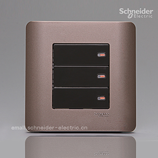 Schneider light point series Gtune brown switch socket Three-open three-link single-control switch E8433 1 SZ