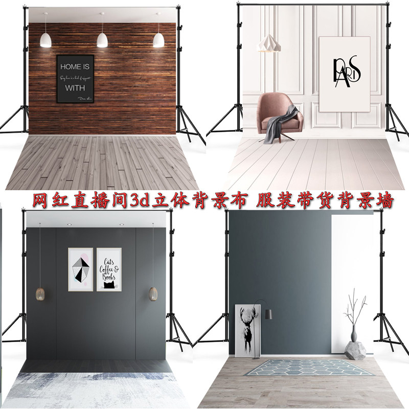 live background cloth anchor film 3d stereins Nordic wind network red interior minimalist fast hand photo background wall