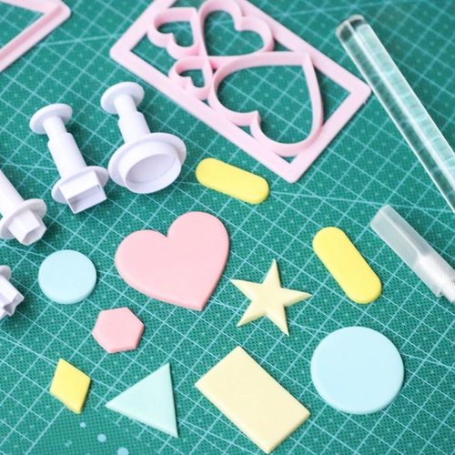 Flond Sugar Sgar Love Square -Модель точечной режущей модели шестнадцатической эллиптической ромб пружинной пластиковой резки модель печать печать печать печать