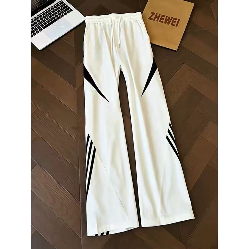 American-Style Striped Patchwork Quick-Dry Pants for Men, Summer Thin Deconstructed Flared Sports Pants, Three-Stripe Straight-Leg Casual Pants American-Style Striped Patchwork Quick-Dry Pants for Men, Summer Thin Deconstructed Flared Sports Pants, Three-Stripe Straight-Leg Casual Pants