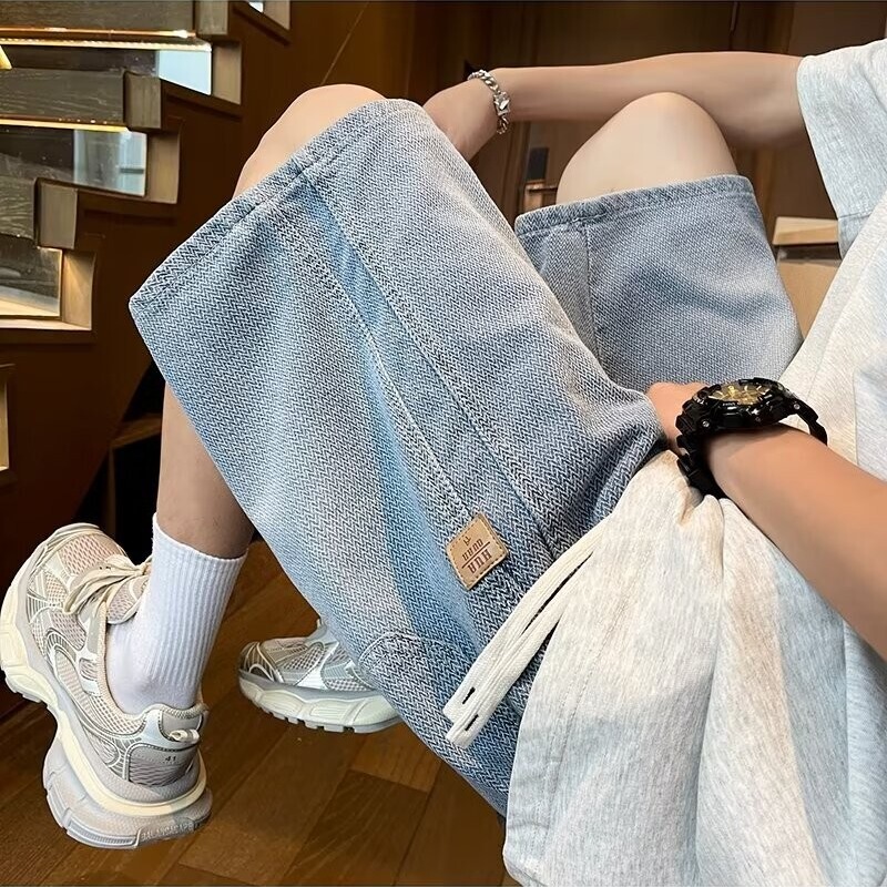 Summer New Men's Loose Straight-Leg Five-Point Denim Shorts Vibe Trendy Versatile Casual Thin Beach Shorts Summer New Men's Loose Straight-Leg Five-Point Denim Shorts Vibe Trendy Versatile Casual Thin Beach Shorts