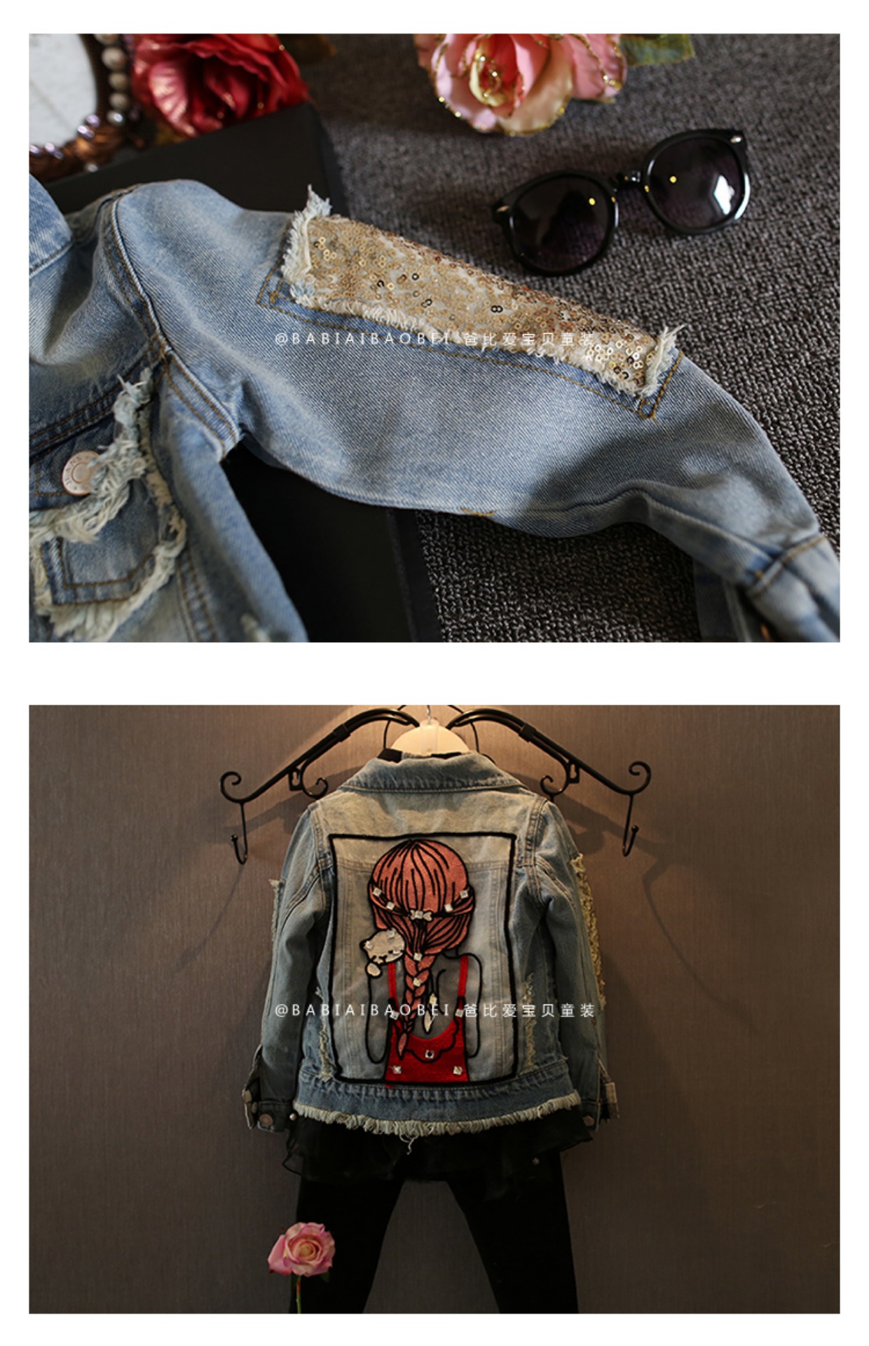 Quần áo thời trang nữ 2018 cho bé gái áo khoác denim mùa xuân và mùa thu quần áo trẻ em denim cho bé áo sơ mi mùa thu áo ấm cho bé