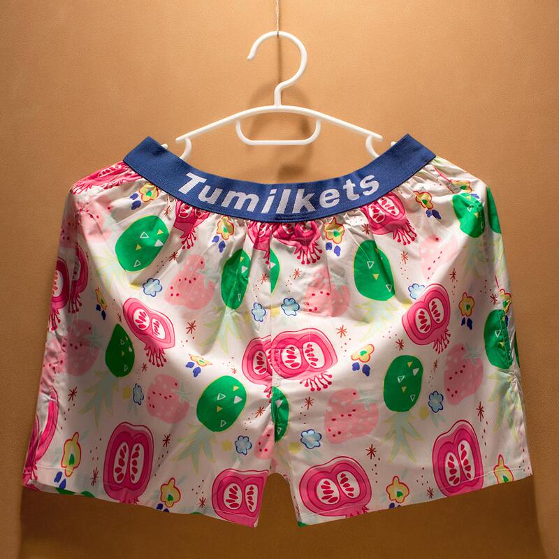Men's Loose Breathable Boxer Shorts with Unique Print, Summer Sleepwear, 100% Cotton Home Pants