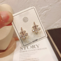 Five petal flower zircon earrings female Korean Korean fashion temperament simple earrings hypoallergenic accessories jewelry jewelry