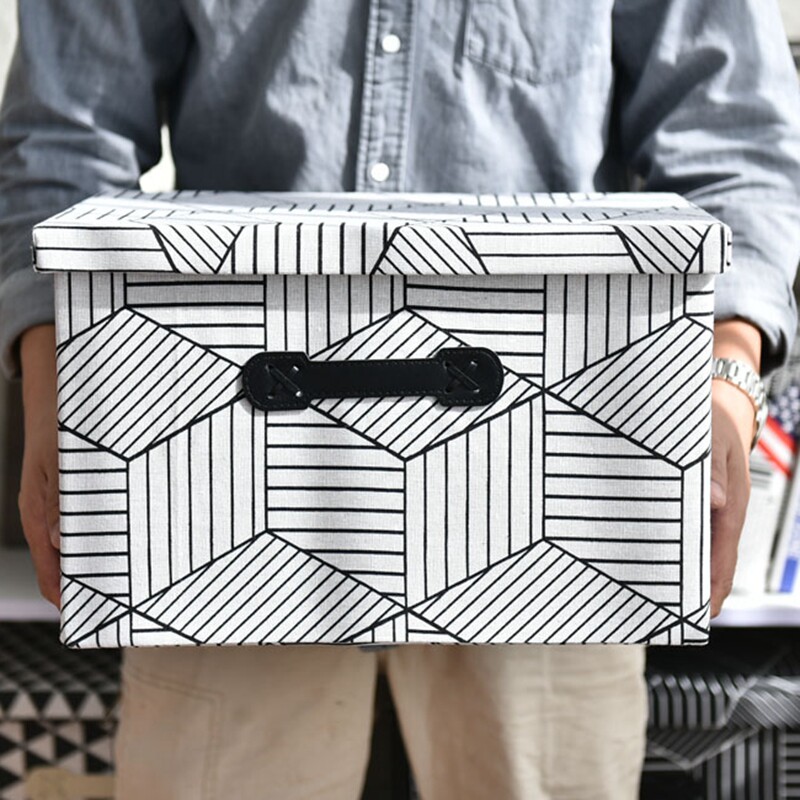 Nordic geometric elements storage box Fabric folding wardrobe finishing basket Sundries Toy storage box with lid King size