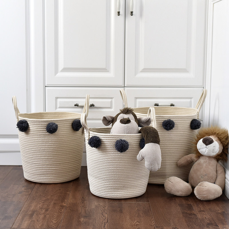 One Product Life Nordic Clothing Containing Basket Laundry Dirty Clothes Basket Cotton Thread Toy Debris snacks Clotheshorse Basket
