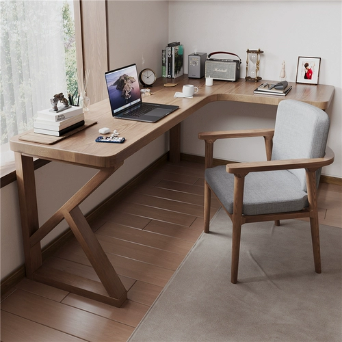 Столковое дерево угловой L -обработка настольная книжная полка All -In -One Family Corner Corner Computer Rable Стол спальни угловой студенческий офис офис письменность стола