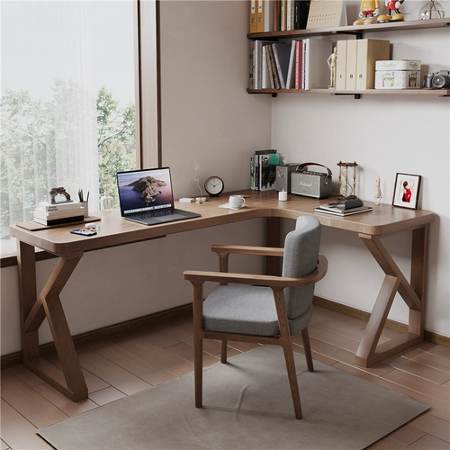 Столковое дерево угловой L -обработка настольная книжная полка All -In -One Family Corner Corner Computer Rable Стол спальни угловой студенческий офис офис письменность стола