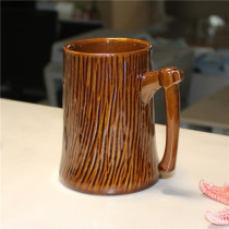 Creative ceramic stump axe cup 600ml large capacity mug home office coffee drinking cup