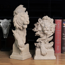 European animal sculpture sandstone lion ornaments creative decoration porch study living room soft decoration crafts decoration