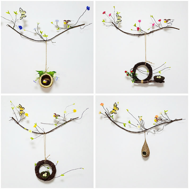 Stereo flower wall wall of vine hanging pieces of creative bird nest hand-made vine wall hanging dormitory wall small decoration