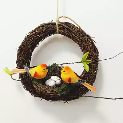 Three-dimensional simulation rattan wall green vine wall decoration bird nest ring creation decoration bird creative Vine ring classroom layout