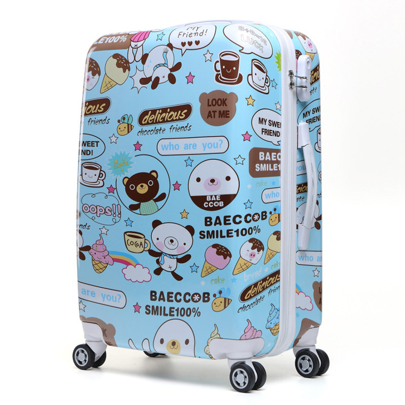 Mirror cartoon 20-inch boarding case small trolley case universal wheel female mini 22-inch graffiti suitcase small suitcase