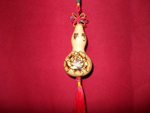 Pyrograph gourd rich and noble peony net height 10 cm