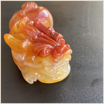 Huanglong Jade dragon head Pixiu lucky head Red eggplant Sanyin Yang eyes and feet pendant Handle jade to attract wealth and ward off evil spirits