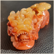 Yellow dragon jade dragon head Leopard Red Eggplant Mountain Material to play a piece of jade bully king leopard