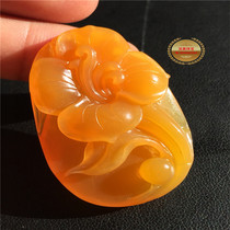 Natural yellow dragon jade morning glory flowers and birds pendant Blooming wealth holding hands for a lifetime Jade jade pendant pendant with certificate