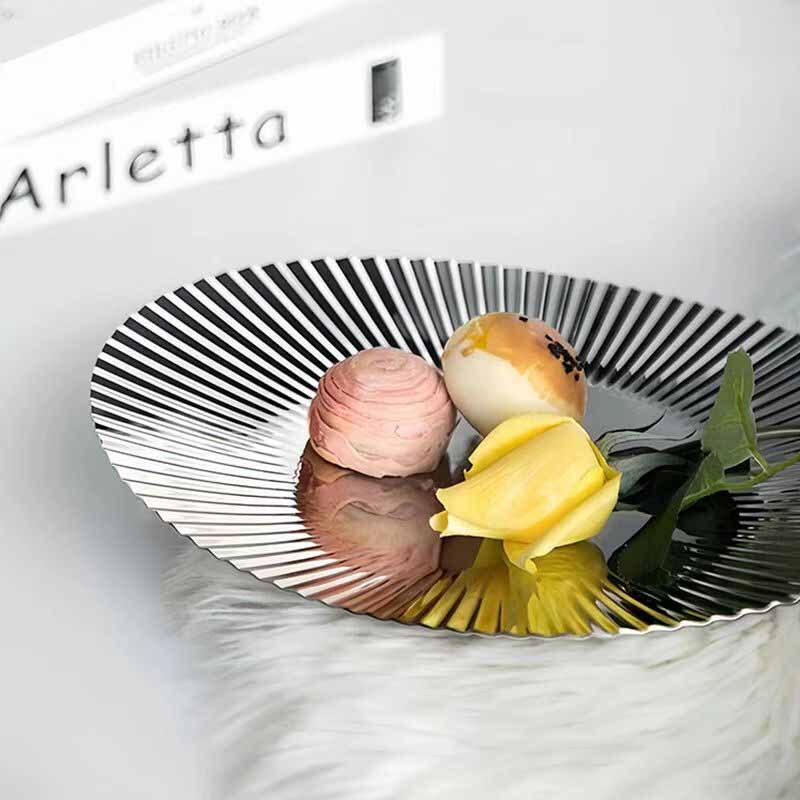 Light Luxury Fruit Plate Decoration Nordic Style Trendy Instagram Fashionable Home Snack Bowl Housewarming Gift High-End Ripple Plate