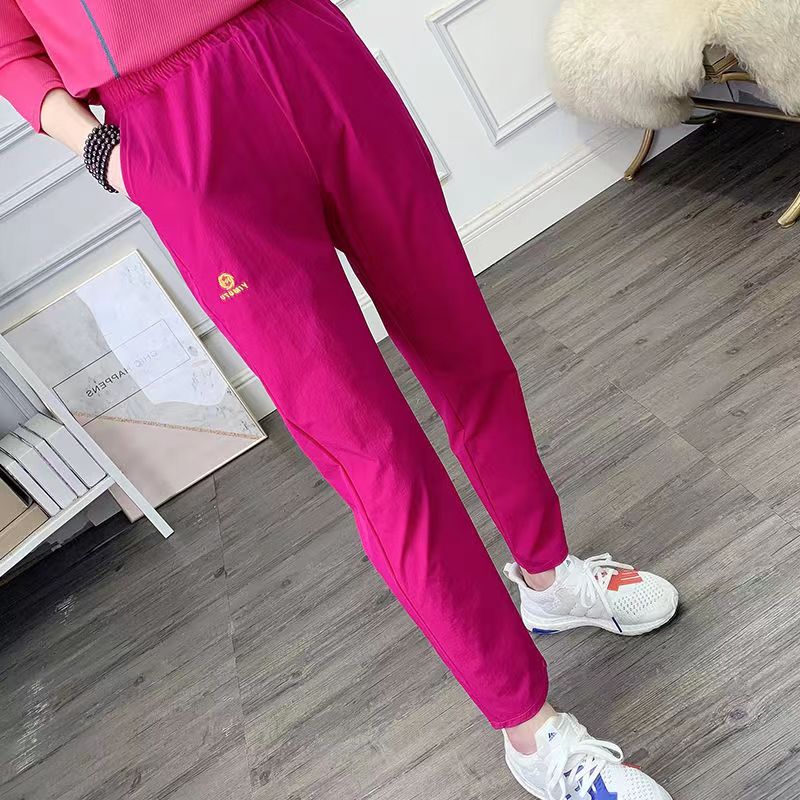 Speed Dry Pants Woman Summer Thin stretch Breathable Loose Ice Silk Straight Drum Pants Outdoor Mountaineering Running Casual Sports Pants-Taobao