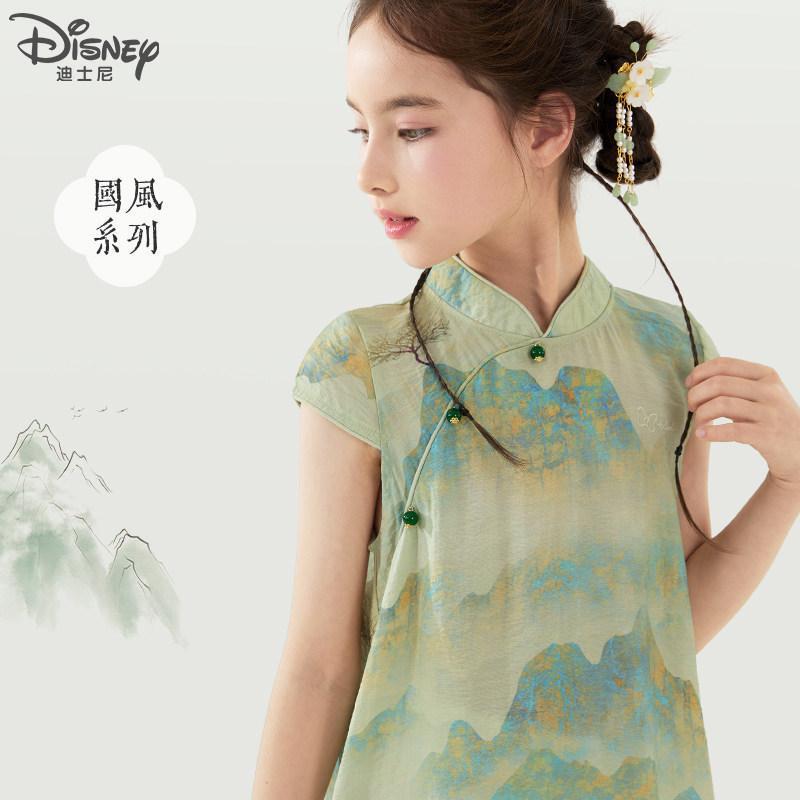 Disney Girls' Dress, Children's Cheongsam Dress, Hanfu Dress, Summer Chinese Style New Princess Dress, Big Kids' Summer Outfit