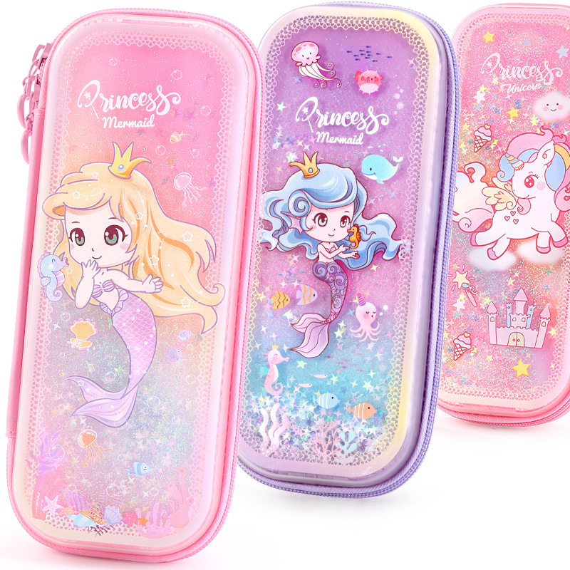 Elementary school student pen bag girl net red quicksand pencil box kindergarten children creative large capacity multi-functional stationery box