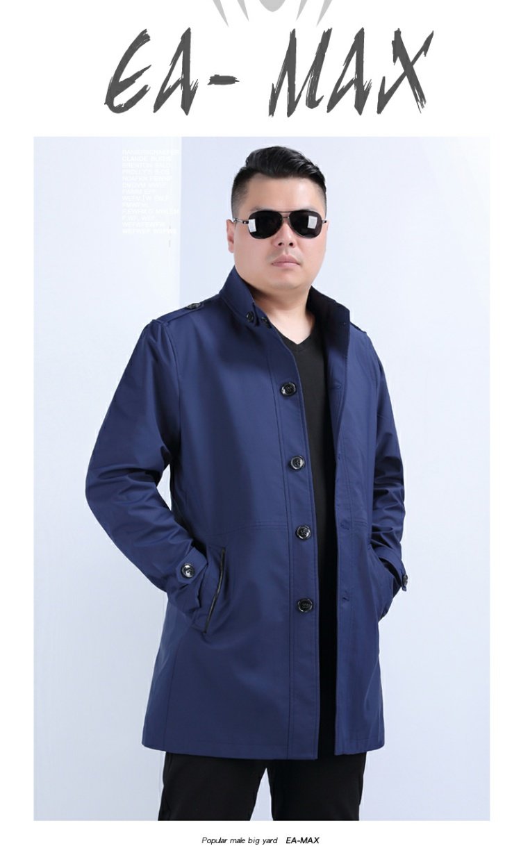 EAMAX quần áo nam size lớn mùa xuân và mùa thu dài phần cổ áo người đàn ông béo cộng với phân bón áo gió nam XL áo khoác mỏng F02 - Áo gió áo gió 2 lớp chống nước