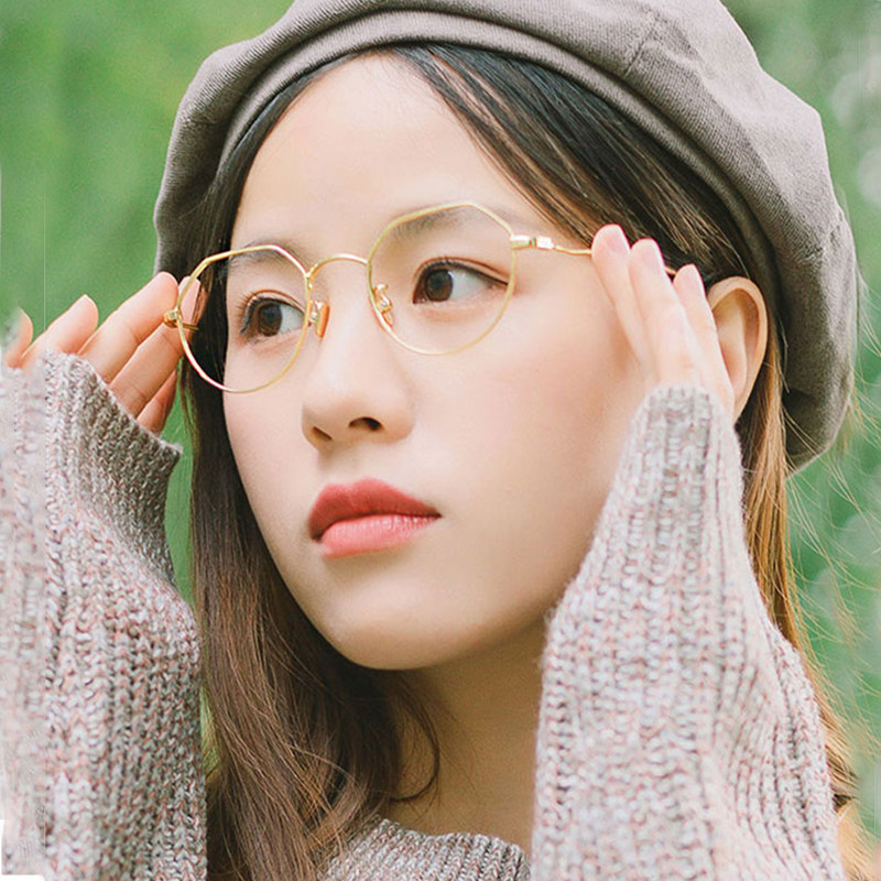 Glasses frame suitable for small faces Female myopia can be equipped with height lens polygonal frame small frame glasses 1000 degrees thin